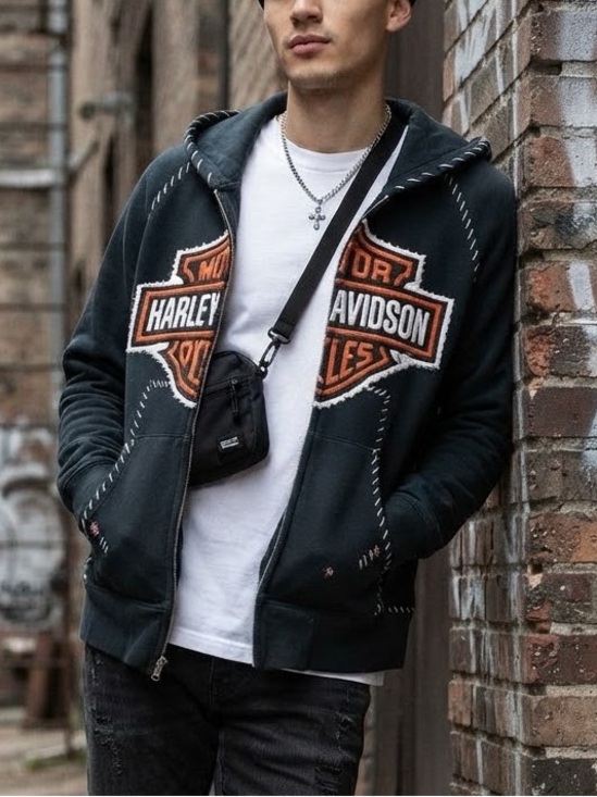Cause and Effect Other - Rare Cause & Effect Reworked Harley-Davidson Whip Stitch Hoodie Dushyant Agarwal